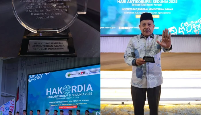 Komitmen Integritas: Kanwil Kemenag Riau Jadi Teladan Antikorupsi, Dianugerahi Penghargaan di HAKORDIA